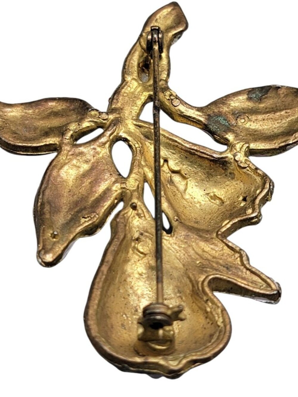 Vintage Period Pear Branch Rhinestone Brooch Pin Pink Gold Tone Dujay Copy - Picture 8 of 15
